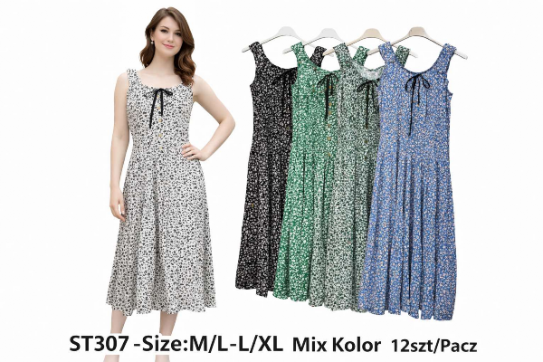 Sukienki damskie Roz M/L-L/XL, Mix Kolor .Paczka 12 szt